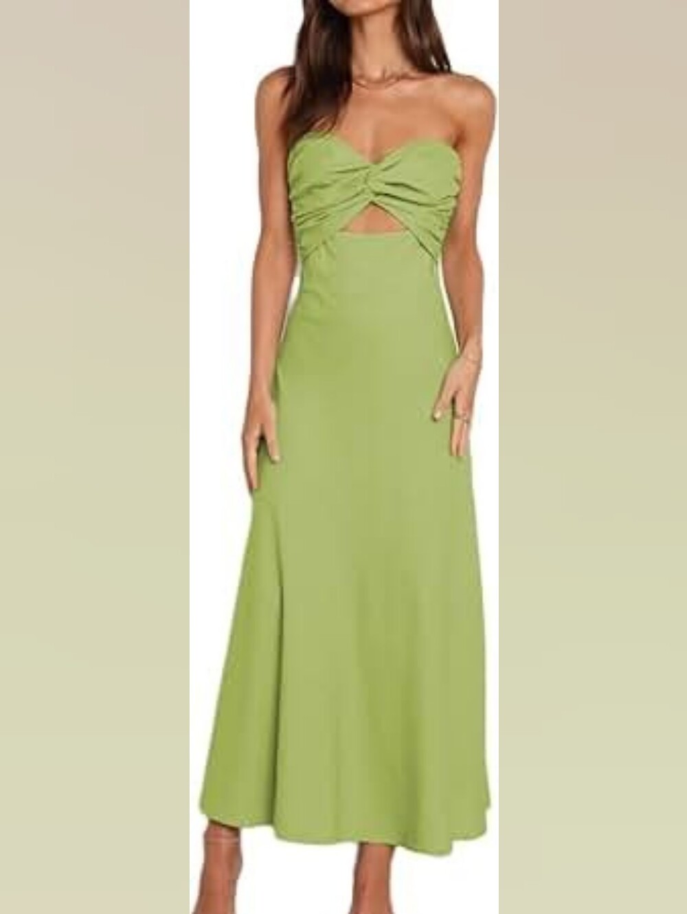 Francescas Audrey Parks Sweetheart Neck Front Cutout Midi Dress Green Medium